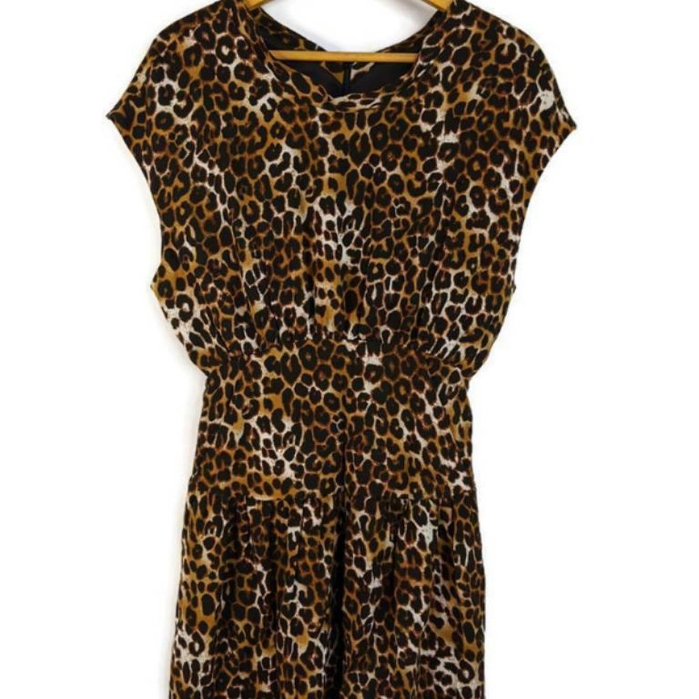 W118 By Walter Baker A Line Brown Leopard Dress